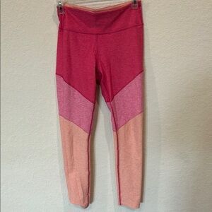 Outdoor Voices Colorblock Pink and Peach Leggings